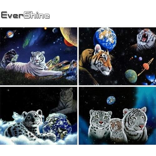 Evershine 5D DIY Diamond Embroidery Tiger Full Square Round Diamond Painting Animals Rhinestone Art Home Decor Gift