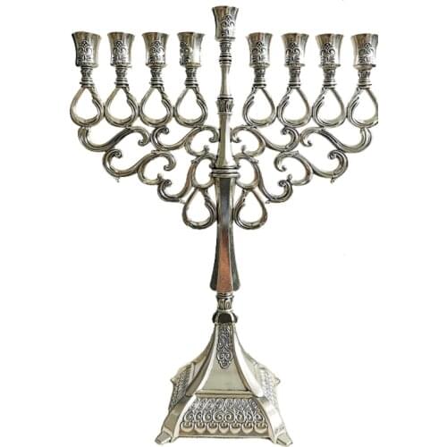 Jewish Hanukkah Menorah Oversized 9-head Candlestick Israel Crafts Home Decor Gold Lampstands Jerusalem Souvenir Gifts