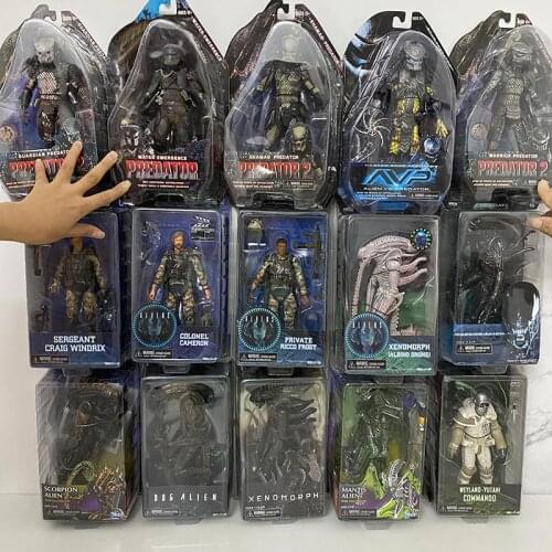 Neca Predator Alien Figure Shaman Snake Guardian City Hunter Predator Celtic Masked Scar Xenomorph Aliens Shin Gojira Figure Toy