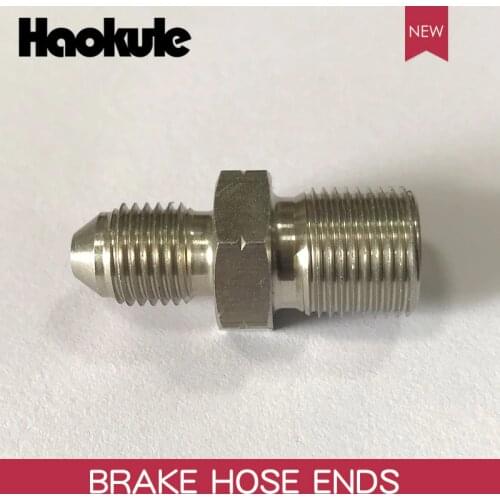 HAOKULE AN3 3/8x24 UNF to M12x1.25 / M12x1.5 / M12x1.0 Male Bubble Flare Stainless Steel Brake Fittings INVERTED FLARE Adapter