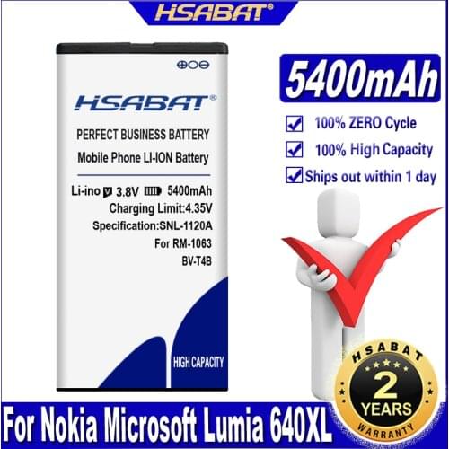 HSABAT BV-T4B 4950mAh Battery for Nokia Microsoft Lumia 640XL RM-1096 RM-1062 RM-1063 RM-1064 RM-1066 Lumia 640 XL BVT4B