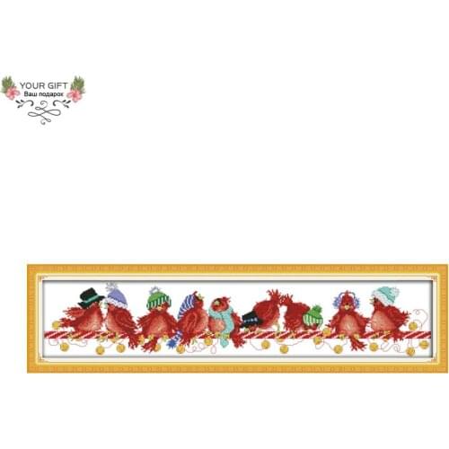 Joy Sunday Christmas Birds Home Decoration D413(2) 14CT 11CT Stamped and Counted Animal Embroidery DIY Cross Stitch Kits