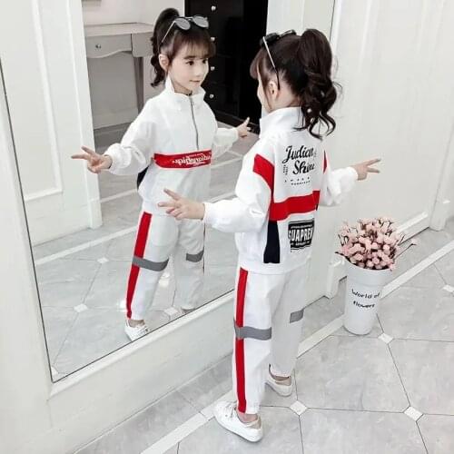 Clothing Set Girls Clothes Jacket Cotton Zipper Kids white Pants Kids Tracksuit For Girls Clothing Sets Sport Suit 2021 Spring