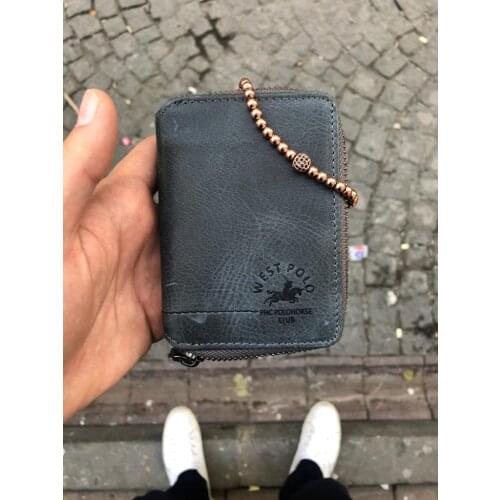 West Polo Right Zipper Crazy Gray The Kartlıkl Money Compartment Genuine Leather wallet-Zircon Bracelet gift