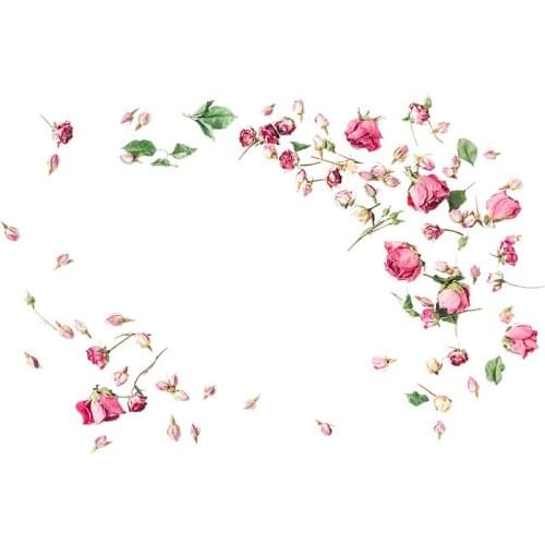 Beautiful Flying Roses Wall Sticker Art Decals Bedroom Living Room Background Decorations Wallpaper Home Mural