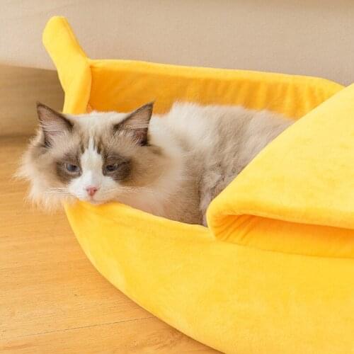 STOMMIHO Cat Bed Banana Cozy Cat Mat Beds Cat Cushion Durable Closed Supplies Portable Pet Cat Supplies Cat Bed House