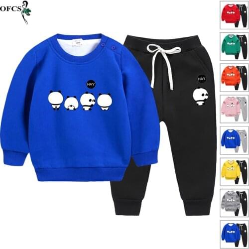 Best Selling Children Sports Suit New Boys Girls Christmas Cartoon Winter Hooded Plush Warm Sweatshirt+Pants 2Pcs/Set Infant 10T