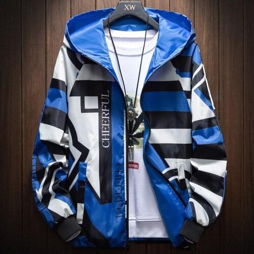 2021 5XL 6XL 7XL 8XL Mens Windbreaker Fashion Large Pattern Hooded Casual Windbreaker,Spring /Autumn Thin Section