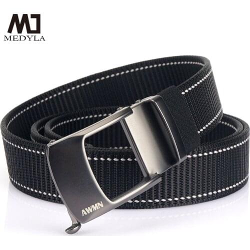 Medyla Mens Belt Nylon Automatic Buckle Belt Strand Empty Buckle Leisure Outdoor Belt Breathable Anti Allergy Health Belt