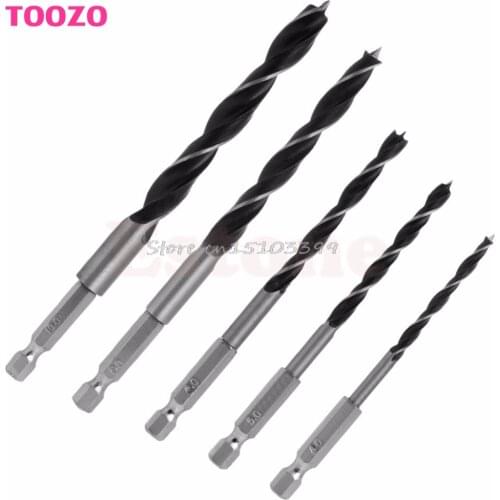 Drill Bit Set 4 5 6 8 10mm Quick Change Metal Tools 1/4" Hex Shank Wood HCS 5Pcs G08 Whosale&DropShip
