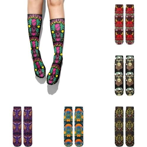 New Arrivals Trendy Punk Compression Socks Women Fashion Dark Dragon Totem Casual Socks Summer Autumn Hip Hop High Ankle Socks