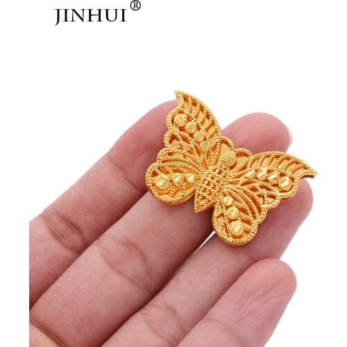 Rings New gold color butterfly ring for women Ethiopian party wedding African Dubai bride engagement ring gifts resizable size