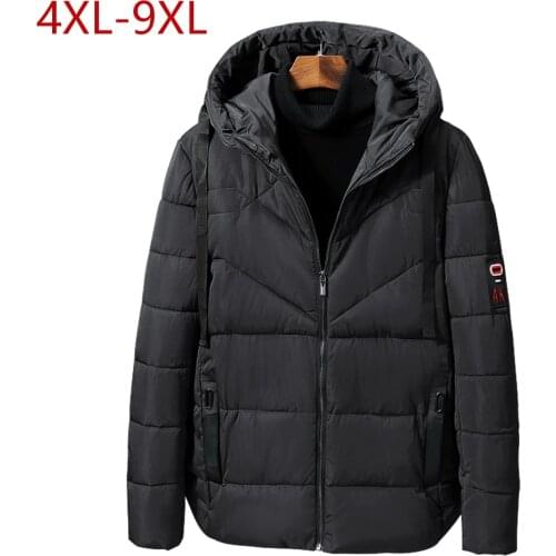 New Winter Men Jackets Plus Large Size 9XL Parkas Hooded Warm Thicken Coats Men Cotton Padded Winter Jackets Zipper Men Clothes