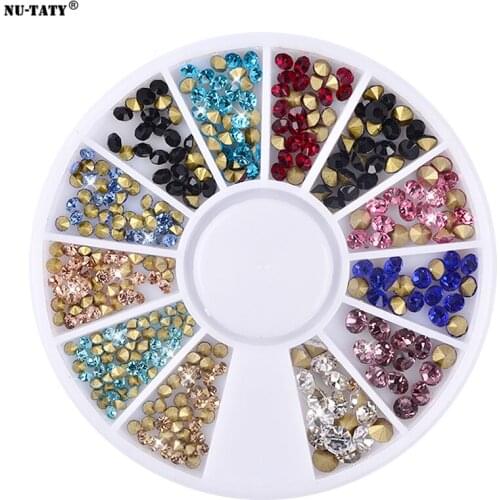 Nu-TATY Nail ornament size pointed bottom jewelry rhinestone shiny crystal 2mm 3mm Toos nail sticker