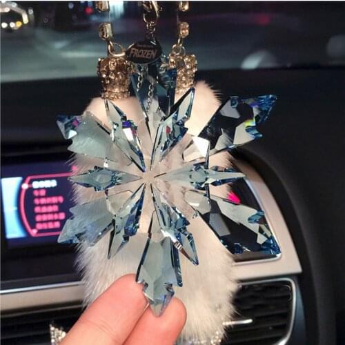 New Crystal Car Pendant Snowflakes Style Ornaments Rear View Mirror Hanging Adornment Christmas Gifts Car Accessories for Girls