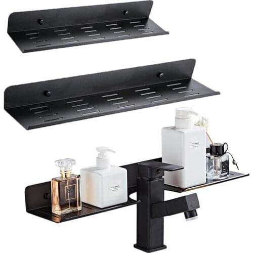 Bathroom Shelves Holder Kitchen Faucet Storage Shelf Wall Mount Shower Storage Rack Decor Shampoo Organizer For Home Improvement