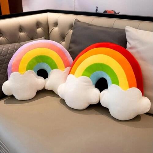 Rainbow Chair Car Headrest Pillow Purple Thick Warm Neck Back Household PP Cotton Soft Waist Pillow Cushion Gifts For Girls