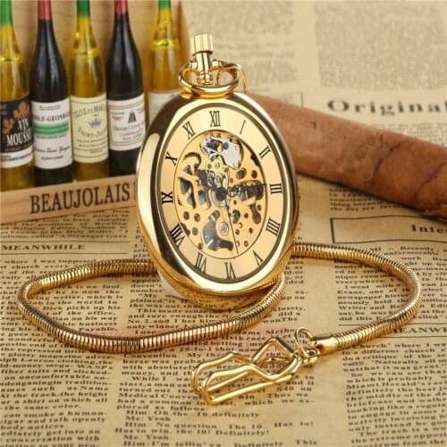 New Steampunk Retro Archaize Rome Num Copper Skeleton Mechanical Pocket Watch Hand Winding Antique FOB Chain Men Women Gift P286