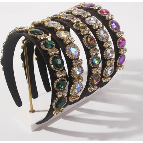 Luxury Handmade Crystal Gem Headbands Bridal Wedding Rhinestone Hairband Headdress Pageant Hair Jewelry For Women Girls Gifts