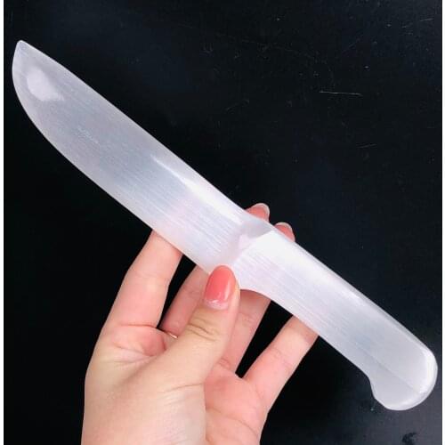 Polished White Selenite Sculpture Shaped Dagger Gypsum Stone Quartz Crystal Courage For Decoration