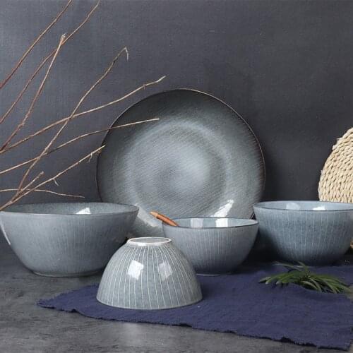 Japanese-style household personalized tableware retro ceramic large soup bowl soup bowl noodle bowl fruit salad bowl 6-13 inch