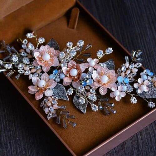 Vintage Baroque Handmade Brides Hairband Bridal Headdress Wedding Hair Accessory Rhinestone Prom Hair Jewelry Wedding Headpieces