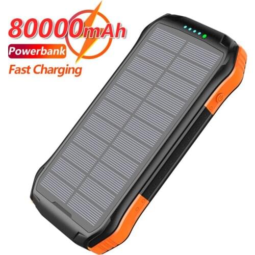 80000mAh Outdoor Waterproof Power Bank Solar Power Bank Portable External Battery Charger for Huawei IPhone Xiaomi mi Samsung