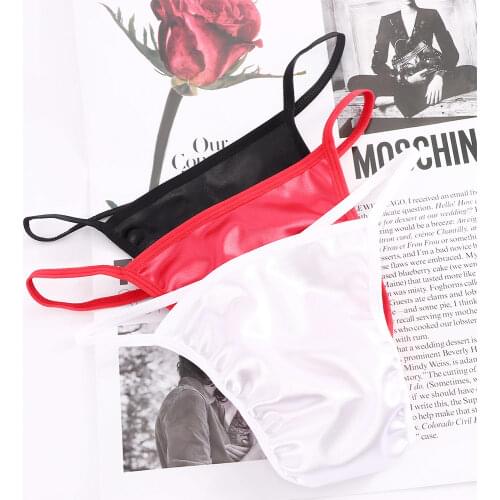 Sexy Large Size Men Low Rise Panties Sexy Thongs Underwear G Strings And Thongs Mini T-back Seamless Satin Panties M-2XL