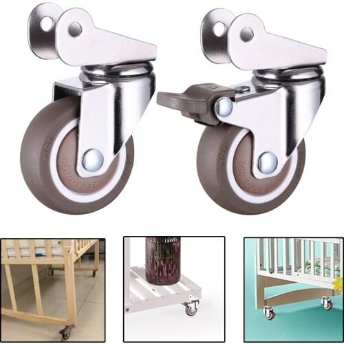 1/4PCS 1.5/2 Inch Furniture Swivel Caster Wheels Crib Rubber Caster Wheel No Noise Wheel With Brake Loading Capacity 200/240 LBS
