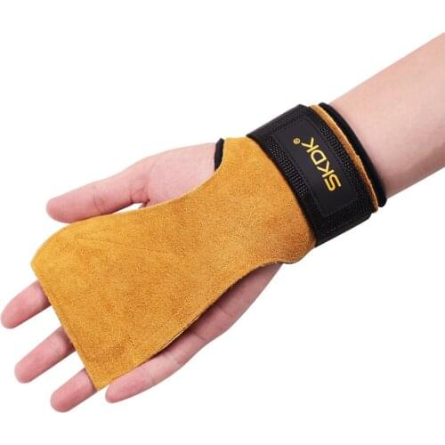 1 pair Fitness Cowhide Padded Wrist Thumb Brace Strap Power Weight Lifting Hand Wrap Support Gym Training Wristband