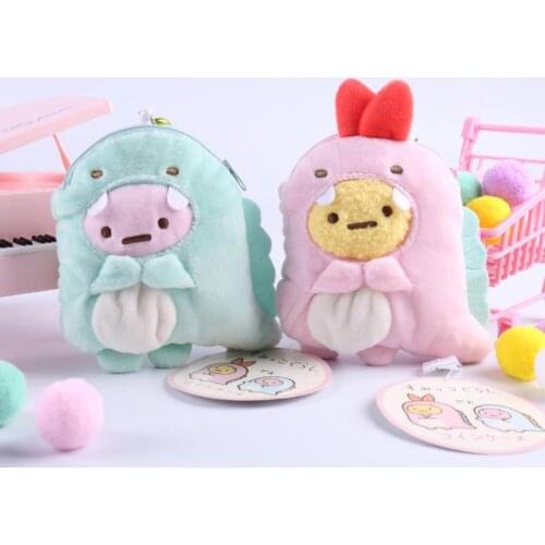 1Pc Hot Sale 14cm Cartoon Sumikko Gurashi Corner Bio Corner Creature Dinosaur Plush Purses for Girls Bag Retractable Pendant
