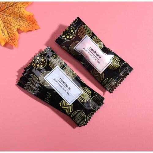 100pcs/lot Candy Packing Bag Homemade Black Background Gold Sugar Gifts Bag Party Handmade Peanut Candy Wrappers Nougat Wrapping