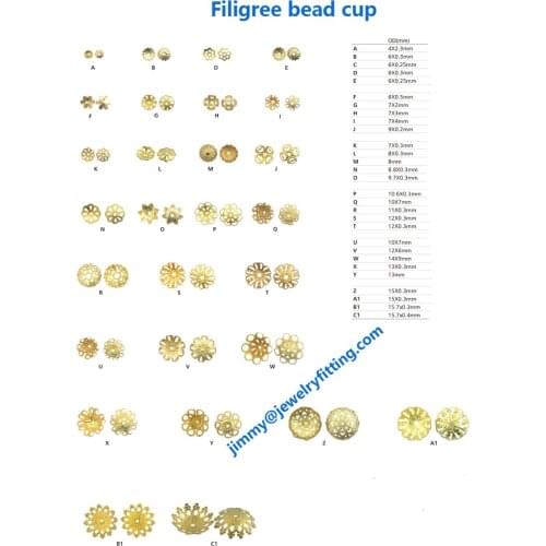 10000pcs jewelry fingding brass filigree beads cup bead cap wholesale price raw brass size 9.5mm