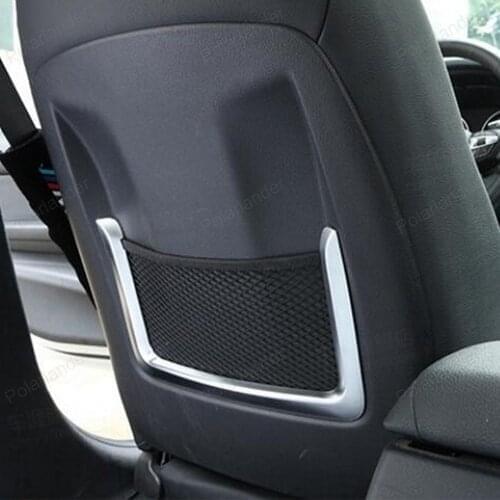 2Pcs ABS Chrome Seat Back Rear Storage Bag net Cover Trim for BMW 3 Series F30 F31 2012-2016 4 Series F32 F33 2013