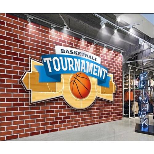 WDBH 3d wallpaper custom photo mural Brick wall basketball logo sports tooling home decor living room wallpaper for walls 3 d