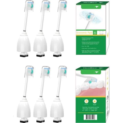 6pcs/set Toothbrush Head For PHILIPS Sonicare e-Series HX7002 HX7001 HX7022 Replacement Toothbrush Heads Oral Hygiene