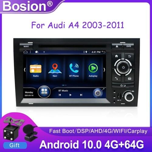 Bosion Android 10 Car Radio Multimedia Player For Audi A4 B8 S4 B6 B7 RS4 8E 8H B9 Seat Exeo 2003-2011 Auto 2Din IPS DSP CarPlay