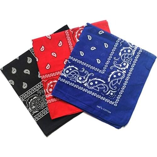 Bandanas Women Men Outdoor Cool Multipurpose 100% Cotton Paisley Cashew Print Cowboy Bandana Headband Handkerchief Necktie Scarf