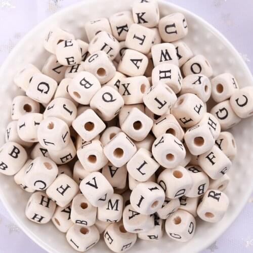 100Pcs/Lot 10mm Wooden Square Letters Beads Cute Alphabet Loose Spacer Beads For DIY Jewelry Making Bracelet Accessories
