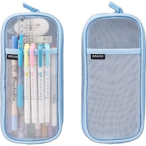 Large Capacity Pencil Case Bag Storage Mesh Black Pink Pen Bag Stationery Supplies for Kids Adults School концелярские товары