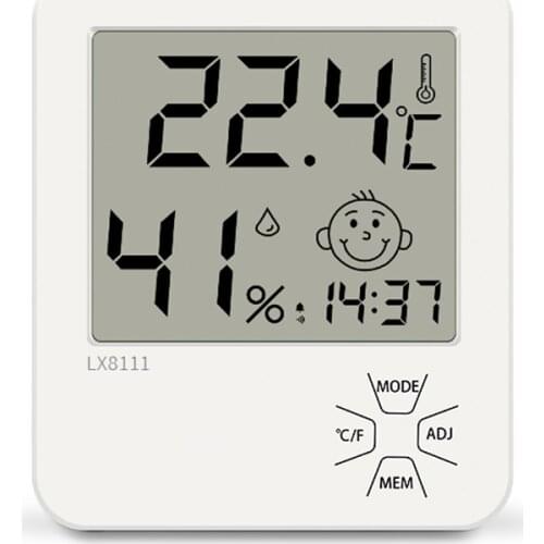 Digital Thermometer for Home Indoor Mini Hygrometer with Time Display and Alarm Clock Outdoor Small Electronic Humidity Gauge
