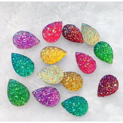 DIY AB Color Mineral Surface Water drop Resin Flatback Cabochon DIY Craft Artesanato Accessories 11.5*17mm -A77
