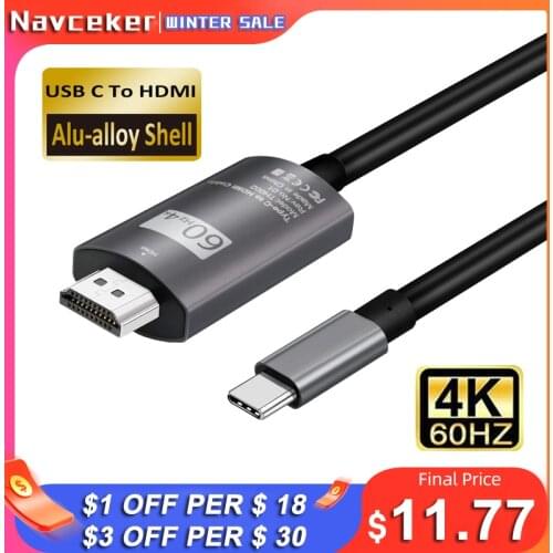 4K 60Hz Type C to HDMI Cable USB C to HDMI Cable Converter 4K Type-c USB 3.1 Thunderbolt 3 Adapter for Macbook iPad Samsung S8