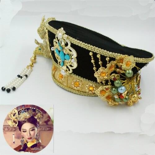 Chinese Ancient Costume Qing Dynasty Empress Hats Queen Headdress Palace Hat Performance Stage Accessories Zhen Huan Crown