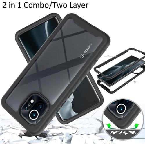 Combo Drop resistance Rugged Case For For Xiaomi Mi 11 Mi11 Heavy Duty Defender Armor Shield Anti-Skid Clear Cover