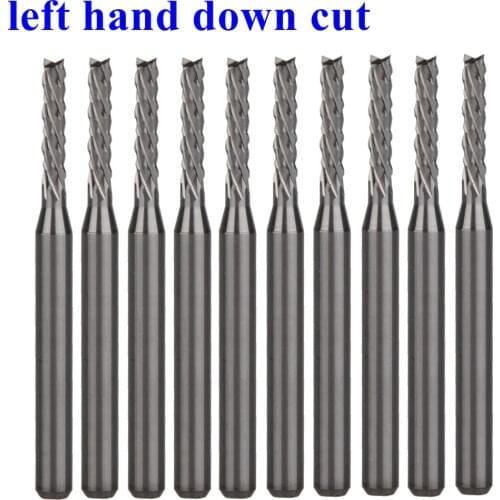 10Pcs 3.175x2.0x10.5mm left hand down cut Corn Teeth Bit PCB Mill Cutter End Mill