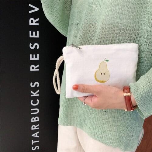 Coin Purse Canvas Women Mini Cute Zipper Girl Wallet USB Money-Bag Fruit Flower Printed Fashion Original Multi Functional