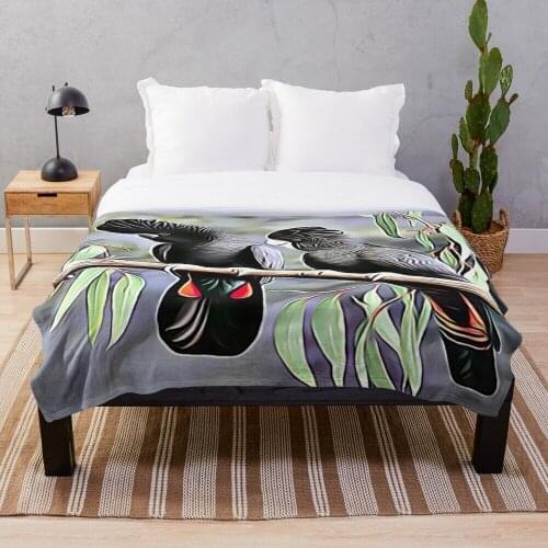 Red Tailed Black Cockatoo Blanket Flat Sherpa Bed linen sofa picnic Fur Soft blanket