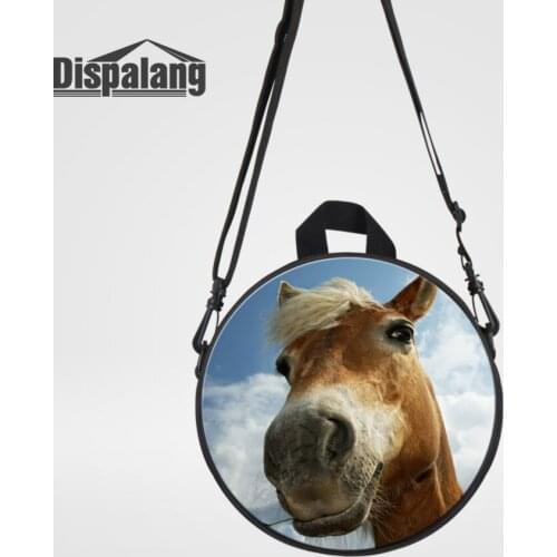 Dispalang Round Mini School Backpack For Baby Girls Boys 3D Horse Animal Printing Kids School Bags Casual Women Bagpack Mochila