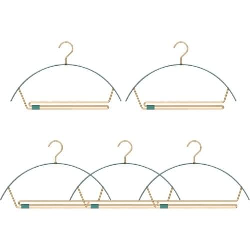 5Pcs No Shoulder Marks Hanger Aluminum Alloy Curved Hook Design Household Space Saving Non Slip for Sweater Coat Pants